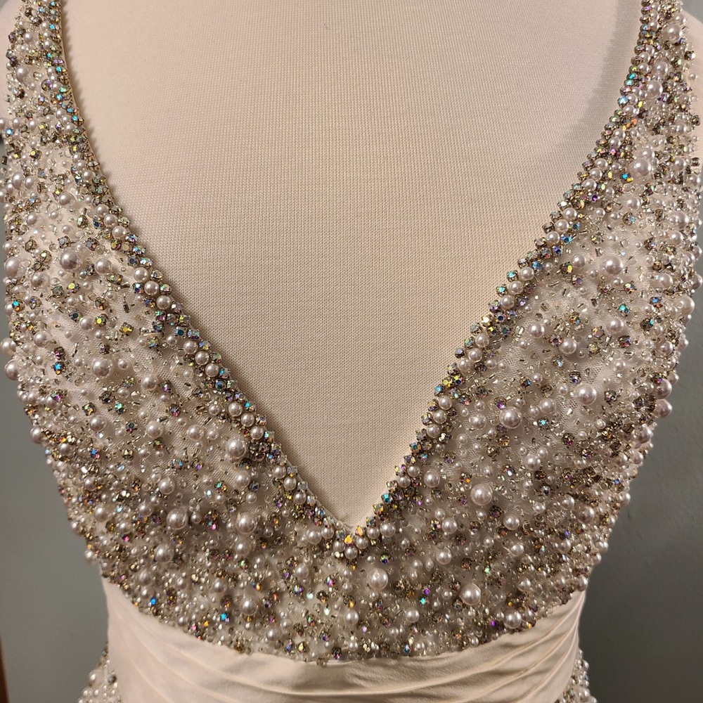 White Beaded Gown Sherri Hill